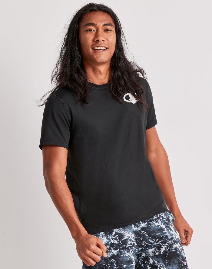 Champion Mens T-Shirt NZ - Sport Ripple Effect Black ( 5716-MAPFE )